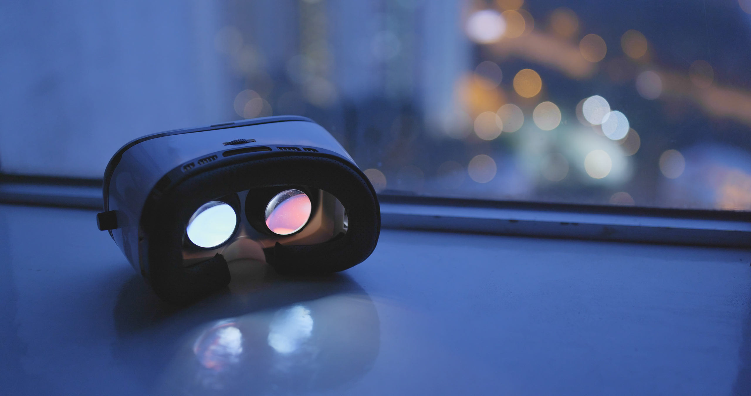 Virtual reality device at night